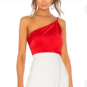 Superdown red one shoulder cami too